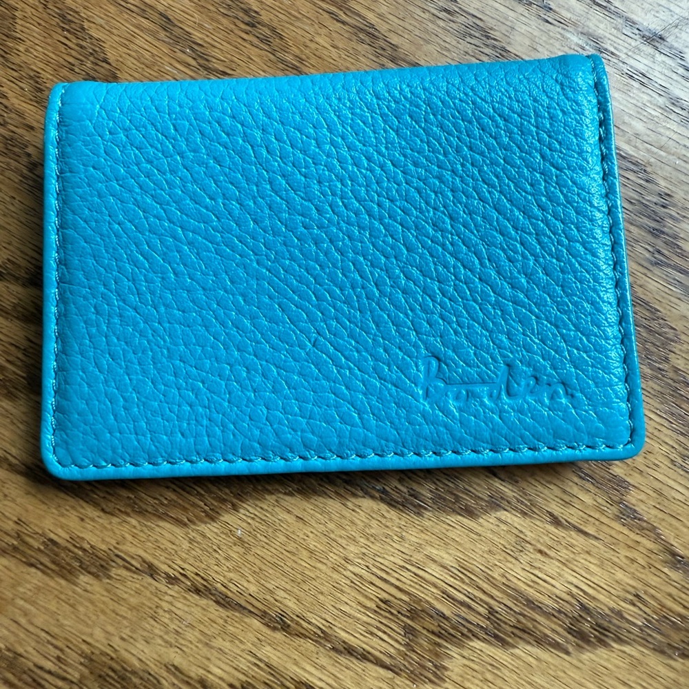 Boden Turquoise and Yellow Leather Card Holder